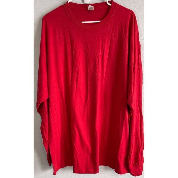NWOT Fruit of the Loom Mens Red Crewneck Long Sleeve T-Shirt 2XL - Picture 3 of 10